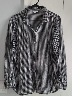 J. Jill Love Linen Black White Shirt PL